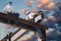 Erecting a steel frame on-site